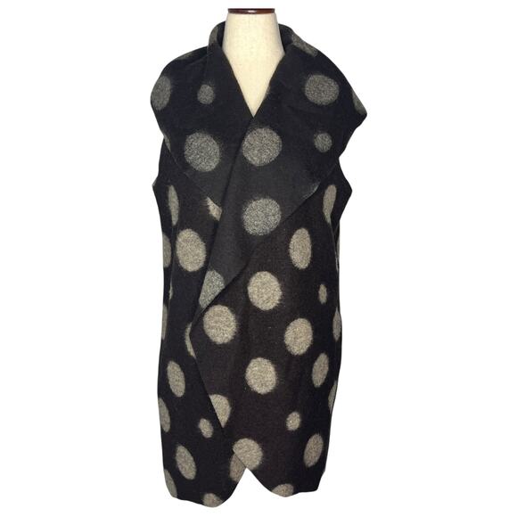 Bryn Walker Womens Sweater Sz? Black Vest Polka Dot Italian Wool Blend Lagenlook - Picture 2 of 8